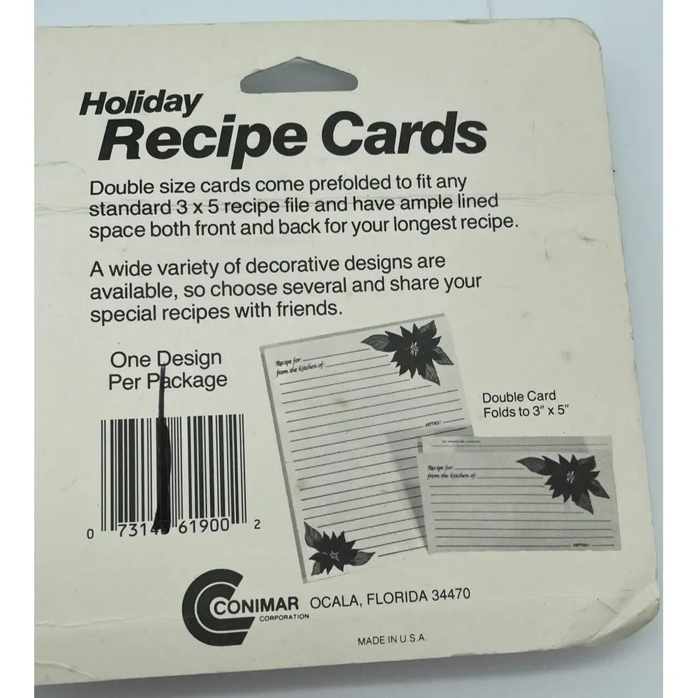 Vintage Conimar Holiday Recipe Cards 15 Double Sided Fruit Apples Oranges Basket
